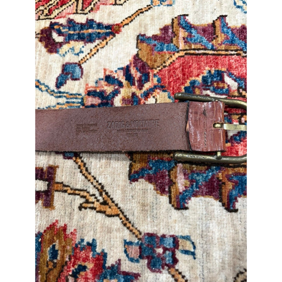 Zadig & Voltaire Brown Leather Belt Distressed Slit-Embossed Skull Buckle Rock main image 6
